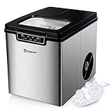 Portable Ice Maker for Countertop, 9 Ice Cube Ready in 7 Mins, 26 lbs in 24 hrs, Ice Maker Machine with Basket and Scoop for Home Bar Office Dorm Camping RV Parties Drinks, 2 Size Bullet Ice