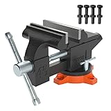 VEVOR Bench Vise, 4.5-inch Jaw Width 3.3-inch Jaw Opening, 240-Degree Swivel Locking Base Multipurpose Vise w/Anvil, Heavy Duty Cast Iron Workbench Vise w/Bolts & Nuts, for Drilling, Pipe Cutting