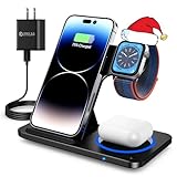 3 in 1 Wireless Charging Station, Foldable Wireless Charger, 15W Fast Charger Stand Compatible with i-Phone 15/14/13/12/11/XS Max/XS/XR/X/8P, Air pods 3/2/pro, i-Watch Ultra/8/7/6/5/4/3/SE