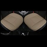 EDEALYN Car Seat Cushions Cover, 2pcs PU Leather Car Seat Covers Car Seat Protector Cover for Car Driver and Passenger Seat Bottom (Width 20.8×deep 21×Thick 0.35 inch)(Beige-B)
