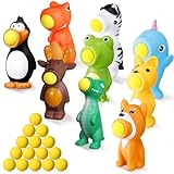 Liliful 10 Pieces Foam Ball Toy Shoot Ball Toys with 50 Foam Balls Dinosaur Elk Ball Popping Toy for Girls and Boys Birthday Gifts Christmas Stocking Stuffers Classroom Prizes (Classic Style)