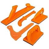 Safety Woodworking Push Block and Push Stick Package 5 Piece Set In Safety Orange Color, Ideal for Woodworkers on Table Saws, Router Tables, Jointers and Band Saws and other Work Shop Machinery