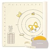 Silicone Pastry Baking Mat and Dough Cutter, Ourokhome 32' X 24' Extra Large and Thick Kneading Mat with Band, BPA Free Kitchen Rolling Pasta Board with Measurement and Conversion Chart (Beige)