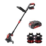 MZK 20V Cordless Electric 12 Inch Weed Eater, Battery Powered Lightweight Weed Grass Trimmer/Edger, 8000 RPM 12-in 5.1lb with 2.0Ah Battery and Charger