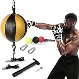 HUICHAI Kvittra Double End Punching Bag Boxing Striking for Training - Speed Ended Set Includes Reflex Ball Headband and Pump- Portable MMA
