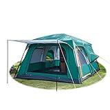 KTT Large Family Cabin Tent 10 Person,14.1X10X6.58ft,2 Rooms,3 Storage Pockets,2 Bay-Windows 3 Doors and 3 Windows with Mesh,Straight Wall,Waterproof,Double Layer,Big Tent for Outdoor,Camping