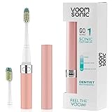 Voom Sonic Go 1 Series Travel Electric Toothbrush | Travel Toothbrushes - Battery Operated Toothbrush for Adults & Kids, Dentist Recommended Toothbrush, Portable with 2 Minute Timer (Pink)