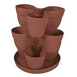 EMSCO Bloomers Stackable Flower Tower Planter – Holds up to 9 Plants – Great both Indoors and Outdoors – Terra Cotta