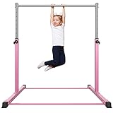 Safly Fun Gymnastics Bar for Kids Ages 3-15 for Home - Steady Steel Construction, Anti-Slip, Easy to Assemble, 3' to 5' Adjustable Height