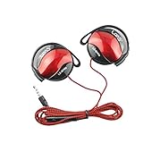 NewSilkRoad Sports Ear Hook Padded Stereo Over The Ear Headphones Headset with Braided Cable Mic Control for Devices with a 3.5mm Input,Retail Package(Red Black)
