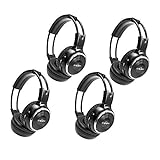 RP Accessories IR-2008B Infrared Wireless Headphones, 2-Channel Folding Universal Rear Entertainment System IR Headphone for Car TV and DVD Player Audio, Set of 4