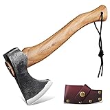 DRAGON RIOT Multipurpose Camping Axe Hatchets Firewood Garden Hatchet for Wood Splitting and Kindling Hand Forged Survival Hatchet with Sheath Gifts for Husband, Dad, Men