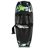 SereneLife Thunder Wave Kneeboard, with Strap and Hook for Kids & Adults | Universal Water Sport Kneeboard for Boating, Waterboarding, Kneeling Boogie Boarding, Knee Surfing (Black/Green)