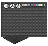 Arrowzoom Super Dash 12 Pieces of 50 X 50 X 5 cm Pyramid Black Acoustic Home Studio Soundproof Treatment Accessories Foam Wall Panel Tiles SD1034 (Black)