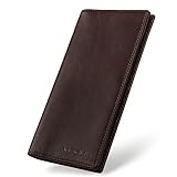 VISOUL Men's Leather Long Checkbook Bifold Wallets with RFID Blocking, Breast Pocket Tall Billfold Secretary Wallet for Men with Card Slots (Coffee)