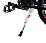 BlueSunshine 24 to 26 Inch Bicycle Center Mount Kickstand with Bike Chainstay Protector - Aluminum Alloy Stand for Mountain, MTB and Road Bikes - Easy Installation, Adjustable Length 300-340mm (White)