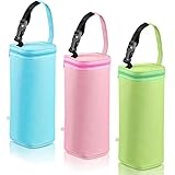 3 Pack Insulated Baby Bottle Bags Breastmilk Cooler Bag Portable Travel Baby Bottle Bag Thermal Insulated Bottle Bag Daycare Baby Bottle Holder Tote for Newborn Toddler Green Blue Pink