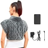 Vofuoti Cordless Heating Pad for Neck and Shoulders, Weighted Heating Pad with Battery and 3 Heat Settings, Electric Heated Neck Shoulder Wrap for Pain Relief, 16'' x 22'', 2.2lbs