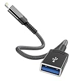 Lightning to USB Camera OTG Adapter for iPhone,[Apple MFi Certified] USB 3.0 OTG Cable Adapter Female Converter Supports USB Flash Drive,Gamepad,Hubs,Mouse,Keyboard,U Disk,MIDI -Black
