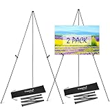 Magicfly Easel Stand for Display, 2 Pack Easel 63 Inch Portable Easel for Wedding Sign, Poster easel, White Boards, Collapsible Painting Art easel for Floor, Telescoping Metal Easel Tripod, Black