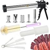 WILDDIGIT Large Capacity Professional Beef Jerky Gun Kits, Stainless Steel Jerky Maker, Jerky Cannon, Meat Gun with 5 Stainless Nozzles and 5 Brushes