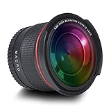 Hisewen 52MM 0.35x HD Fisheye Nikon Wide Angle Lens (w/Macro Portion) for DSLR Cameras D7100 D7000 D5500 D5300 D5200 D5100 D3500 D3400 D3300 D3200 D3100 D3000 - Wide Angle Lens Nikon Mount Black