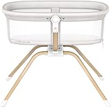 ANGELBLISS 3 in 1 Rocking Bassinet & Baby Bassinet Bedside Crib, One-Second Convert Travel Portable Bassinet Newborn Baby (White)