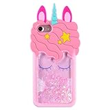 FunTeens Bling Unicorn Case for Apple iPod Touch 6th 5th Generation,3D Cartoon Animal Design Cute Soft Silicone Quicksand Glitter Shiny Cover,Kawaii Cool Skin for Kids Child Teens Girls(iPod Touch5/6)