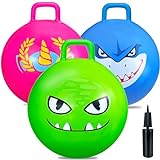 3 Pack Hopper Balls for Kids 2-6 7-9,18 inchs Bouncy Ball with Handle,Hopper Toy Jumping Ball for Indoor and Outdoor Games,Fun Hopping Toys for Boys Girls