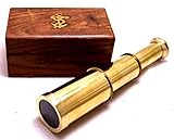 Captains 6' Brass Handheld Mini Telescope with Wooden Box Nautical Collectibles
