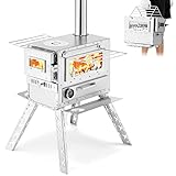 YOLENY Wood Stove, Wood Burning Stove, Tent Stoves Wood Burning with Wood Oven, Camping Wood Stove for Outdoor Cookout, Hiking, Travel, Backpacking Trips, Chimney Pipes and Carry Bag Included