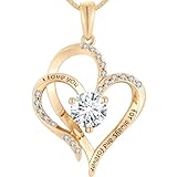 Heart Necklace Birthstone Gifts for Women, S925 Sterling Silver Pendant Necklace for women with Gold Plated for Valentines Christmas Anniversary Day Jewelry for Women Mother Wife Girlfriend (Light gold)