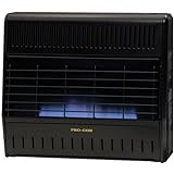 ProCom MNSD300TGA Ventless Propane Gas Blue Flame Space Heater with Thermostat Control for Living Room, Bedroom, Home Office, 30000 BTU, Heats Up to 1000 Sq. Ft., Includes Wall Mount, Black