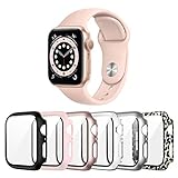 Landhoo 6 Pack case for Apple Watch SE（2022） Series SE/6/5/4 40mm Screen Protector with Tempered Glass, Hard PC HD Full Cover Protective iwatch.