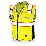 KwikSafety (Charlotte, NC) CLASSIC Safety Vest [JUMBO Pocket] Class 2 ANSI OSHA High Visibility Reflective Heavy Duty Mesh Zipper HiVis Construction Work Gear HiViz Men Women | Yellow Extra Large