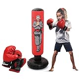 Inflatable Kids Punching Bag with Boxing Gloves, 47' High Free Standing Bounce Back Bag for MMA, Karate, Taekwondo and Kick, Gifts for Kids, Boys and Girls