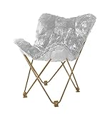 Urban Shop WK657564 Mongolian Butterfly Chair, Silver