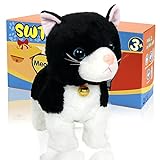 Plush Cat Stuffed Animal Interactive Cat Robot Toy, LED Robotic Cat Barking Meow Kitten Touch Control, Electronic Cat Pet, Robot Cat Kitty Toy, Animated Toy Cats for Girls Baby Kids