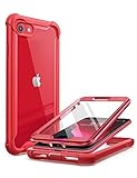 i-Blason Ares for iPhone SE Case 2022 (3rd Gen), [Built-in Screen Protector] Dual Layer Rugged Clear Bumper Case for iPhone SE 2022/ iPhone SE 2020/ iPhone 8/ iPhone 7 (Red)