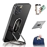 Phone Ring Holder Finger Kickstand, 360 Rotation Foldable Ultra-Thin Metal Cell Phone Back Hand Grip for Magnetic Car Mount & Office Desktop, Adjustable Cellphone Stand for iPhone 15 iPad Smartphones