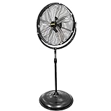 HiCFM 4300 CFM 20 inch High Velocity Pedestal Fan with Powerful 1/5 Motor, 6 Foot Power Cord, 180 degree Tilting Drum Head, 3-Speeds control, Commercial or Industrial - UL Safety Listed