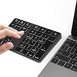 Bluetooth Number Pad, Aluminum Rechargeable Wireless Numeric Keypad with LED Backlight, Slim 34-Keys External Numpad Keyboard, Compatible for MacBook, MacBook Air/Pro, iMac Windows, Black