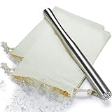MUMSUNG 12.5' Stainless Steel Cocktail Muddler with Lewis Ice Bag Kit, Extra Long Muddler for Ice Crusher Creating for Making Mojitos, Mint Drinks - Idea for Home Bar, Bartender
