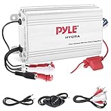 Pyle Hydra Marine Amplifier - Upgraded Elite Series 400 Watt 4 Channel Micro Amplifier - Waterproof, GAIN Level Controls, RCA Stereo Input, 3.5mm Jack, MP3 & Volume Control (PLMRMP3A)