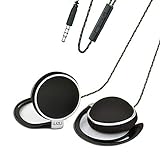 Clip Type Earphones，Portable Stereophone Headphones,with Microphone and Call Controller Stereo Earphones,Suitable for Compatible with 3.5mm iPhone, Android Mobile Phone Black