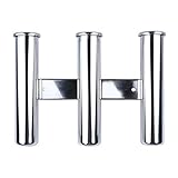 Boat Fishing Rod Holder, Stainless Steel Wall-mounted Rod Holder, 3 Link Tubes Vertical Fishing Pole Holder, Holds 3 Rods