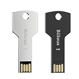 Bilious USB Keychain Flash Drive 2PCS 64GB, Metal Style Thumb Drive Portable USB 2.0 Memory Stick, Waterproof Jump Pen Drive for Storage and Backup