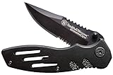 Smith & Wesson Extreme Ops SWA24S 7.1in S.S. Folding Knife with 3.1in Serrated Clip Point Blade and Aluminum Handle for Outdoor, Tactical, Survival and EDC