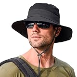 Sun Hats for Men Women Fishing Hat UPF 50+ Breathable Wide Brim Summer UV Protection Hat Black