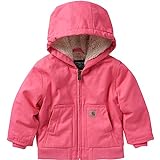 Carhartt Baby Girl's Sherpa-Lined Hooded Canvas Zip-Up Jacket, Pink Lemonade